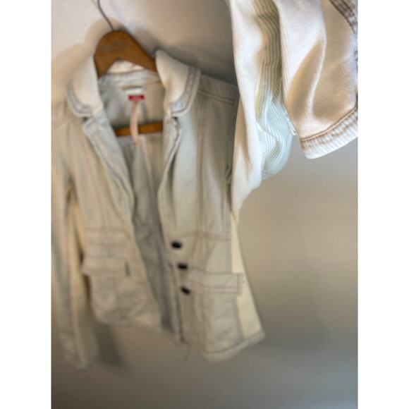 Distressed Free People Boho Denim Jacket Blazer Granola Twilight Costal Size 0 - Picture 5 of 7